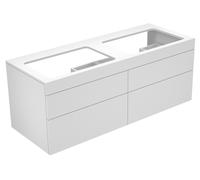 KEUCO EDITION 400 Meuble sous-lavabo, double lavabo, 4 tiroirs, sans trou pour robinet 1400x546x535mm, 31575820000, 31575820000, Corpo/Fronte: Bianco laccato lucido / Tartufo lucido vetro lucido