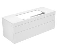 KEUCO EDITION 400 meuble sous-lavabo, pour largeur de lavabo 800mm, avec 1 trou pour robinet, 1400x546x535mm, 31583720100, 31583720100, Corpo/Fronte: Bianco Struckturlack / Tartufo lucentezza del vetr