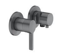 KEUCO EDITION 400 Set de mitigeur monocommande encastré 2 voies avec raccord de flexible et support de douche, 51551131221, 51551131221, Colorazione: Nero cromato nero spazzolato