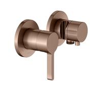 KEUCO EDITION 400 Set de mitigeur monocommande encastré 2 voies avec raccord de flexible et support de douche, 51551291221, 51551291221, Colorazione: rosso oro spazzolato