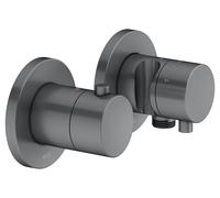 KEUCO EDITION 400 Set de robinetterie thermostatique à encastrer 3 voies avec raccord de flexible et support de douche, 51553131231, 51553131231, Colorazione: Nero cromato nero spazzolato