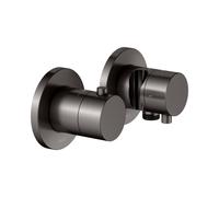 KEUCO EDITION 400 Set de robinetterie thermostatique encastré 2 voies avec raccord de flexible et support de douche, 51553351221, 51553351221, Colorazione: Nero titanio spazzolato