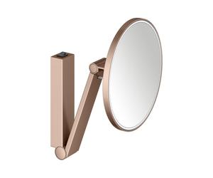 KEUCO iLook_move Miroir de soins de beauté, éclairé, rond, avec interrupteur à bascule, 1 couleur de lumière, 17612299004, 17612299004, Colorazione: rosso oro spazzolato