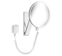 KEUCO iLook_move Miroir de soins de beauté, éclairé, rond, chromé, avec cordon spiralé et interrupteur sur câble, 17612019001, 17612019001