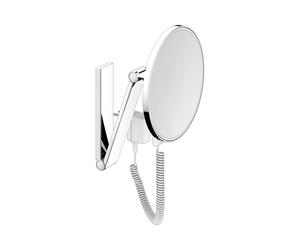 KEUCO iLook_move Miroir de soins de beauté, éclairé, rond, chromé, avec cordon spiralé et interrupteur sur câble, 17612019001, 17612019001
