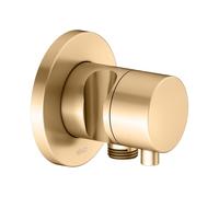 KEUCO IXMO robinet d'arrêt encastré, 1 consommateur avec raccord de flexible et support de douche avec poignée Comfort, rosace ronde, 59541251201, 59541251201, Colorazione: ottone spazzolato