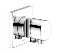 KEUCO IXMO robinet d'arrêt encastré, 1 consommateur avec raccord de flexible et support de douche avec poignée Comfort, rosace carrée, 59541011202, 59541011202, Colorazione: Cromato