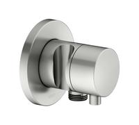 KEUCO IXMO robinet d'arrêt encastré, 1 consommateur avec raccord de flexible et support de douche avec poignée Comfort, rosace ronde, 59541061201, 59541061201, Colorazione: finitura acciaio inox
