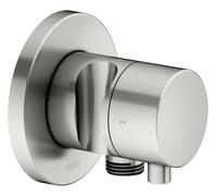 KEUCO IXMO Vanne d'inversion à encastrer 2 consommateurs, raccord de flexible, poignée Comfort et support de douche, avec arrêt, rosace ronde, 59557061201, 59557061201, Colorazione: finitura acciaio i