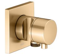 KEUCO IXMO Vanne d'inversion à encastrer 2 consommateurs, raccord de flexible, poignée Comfort et support de douche, sans arrêt, rosace carrée, 59556251202, 59556251202, Colorazione: ottone spazzolato