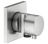 KEUCO IXMO Vanne d'inversion à encastrer 2 consommateurs, raccord de flexible, poignée Comfort et support de douche, avec arrêt, rosace carrée, 59557211202, 59557211202, Colorazione: finitura acciaio 