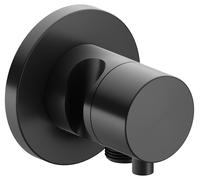 KEUCO IXMO Vanne d'inversion à encastrer 2 consommateurs, raccord de flexible, poignée Comfort et support de douche, sans arrêt, rosace ronde, 59556131201, 59556131201, Colorazione: Nero cromato nero