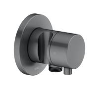 KEUCO IXMO Vanne d'inversion à encastrer 2 consommateurs, raccord de flexible, poignée Comfort et support de douche, avec arrêt, rosace ronde, 59557131201, 59557131201, Colorazione: Nero cromato nero 