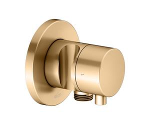 KEUCO IXMO Vanne d'inversion à encastrer 2 consommateurs, raccord de flexible, poignée Comfort et support de douche, avec arrêt, rosace ronde, 59557251201, 59557251201, Colorazione: ottone spazzolato