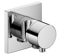 Raccordo Keuco IXMO 59549, rubinetto di scarico e deviatore a 3 vie con attacco per tubo flessibile e supporto per doccia, rosone angolare, maniglia Comfort, con arresto, Colorazione: Cromato - 59549011202