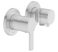 KEUCO PLAN blue Set mitigeur monocommandé à encastrer 2 voies avec raccord de flexible et support de douche, 53951171221, 53951171221, Colorazione: finitura alluminio