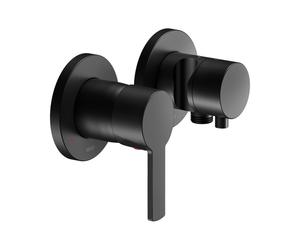 KEUCO PLAN blue Set mitigeur monocommandé à encastrer 2 voies avec raccord de flexible et support de douche, 53951371221, 53951371221, Colorazione: Nero opaco
