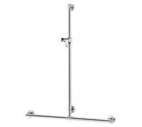 KEUCO PLAN Care barre d'appui avec barre de douche, largeur 682mm, hauteur 1263mm, 34914170611, 34914170611, Colorazione: Alluminio argento-anodato/cromato
