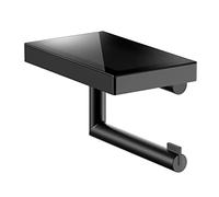 Keuco Reva Portarotolo, forma aperta, con ripiano, metallo nero | Made in Germany, orientabile, incl. viti e tasselli, portarotolo da forare