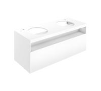 KEUCO STAGELINE Meuble sous-lavabo pour vasques à poser, 1 tiroir frontal, 1400x550x490mm, 2x1 trou pour robinet, avec éclairage LED, 32894290100, 32894290100, Corpo/Fronte: Inox laccato satinato opac