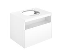 KEUCO STAGELINE Meuble sous-lavabo pour vasques à poser, 1 tiroir frontal, 650x550x490mm, 1 trou pour robinetterie à droite, avec éclairage LED, 32855970100, 32855970100, Corpo/Fronte: Vulcanite decor