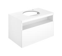 KEUCO STAGELINE Meuble sous-lavabo pour vasques à poser, 1 tiroir frontal, 800x550x490mm, 1 trou pour robinetterie à droite, avec éclairage LED, 32865290100, 32865290100, Corpo/Fronte: Inox laccato sa