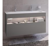 KEUCO STAGELINE Meuble sous-lavabo, 1 tiroir frontal, 1200x625x490mm, avec éclairage LED, 32882290100, 32882290100, Corpo/Fronte: Inox laccato satinato opaco / Inox vetro satinato