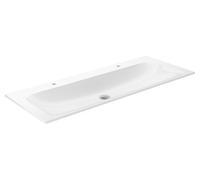 KEUCO X-LINE Double lavabo à encastrer en céramique, avec 2 x 1 trous pour robinetterie, sans trop-plein, 1208x17x494mm, blanc, 33180311202, 33180311202