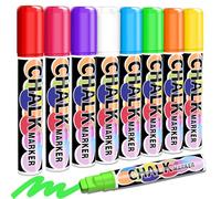 Keukenket 8 colori per lavagna, lavabili, pennarelli a gesso per finestre con punta reversibile da 10 mm, pennarelli a gesso per finestre, vetri auto, pietre, carta