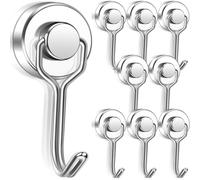 Keukenket Ganci magnetici extra forti, 8 pezzi, 20 mm, gancio magnetico con gancio, per porte in ferro, frigoriferi, cucina, appendiabiti, ufficio, magnete, grande argento