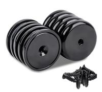 Keukenket MTS Magnete - Magneti al neodimio, extra forti, 32 mm, rotondi, con foro, 10 pezzi, filettatura piatta, per lavagna magnetica, cucina, utensili, chiavi, calamite a cilindro