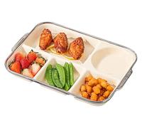 KEuLen Piatti Piani Divisi, Piatti Divisi, Vassoio rettangolare diviso for servire snack, pasta, frutta e insalata, vassoio in ceramica for il controllo delle porzioni(Yellow)