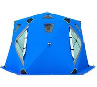 KEuLen Tenda da Pesca sul Ghiaccio, Tenda Portatile Ice Shanty, Riparo Pop-up for 6-8 Persone con 6 finestre di Ventilazione Rimovibili e Borsa for Il Trasporto(Blue)