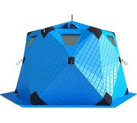 KEuLen Tenda Portatile per Pesca sul Ghiaccio, Rifugio for la Pesca sul Ghiaccio Isolato a Scomparsa con Presa for Stufa, 2 Porte e 4 finestre, Cotone Spesso Invernale(Blue)