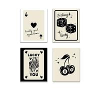 KEUSPI Poster con stampa artistica da parete alla moda retrò con scritta Lucky You Girl Syndrome 8 Ball Queen Dice, per camera da letto, decorazione alla moda, senza cornice, 20,3 x 25,4 cm, set da