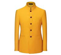 keusyoi Abiti Tunica Cinese da Uomo Giacca Formale con Collo alla Coreana Giacca da Uomo Tinta Unita Giacca da Uomo Slim Fit Giacca da Uomo Zhongshan