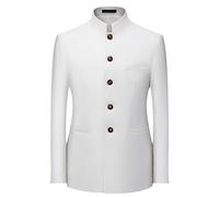 keusyoi Abiti Tunica Cinese da Uomo Giacca Formale con Collo alla Coreana Giacca da Uomo Tinta Unita Giacca da Uomo Slim Fit Giacca da Uomo Zhongshan