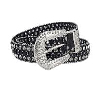 keusyoi Cintura Da Uomo Con Strass Per Jeans Cintura Da Donna In Pelle Di Grandi Dimensioni Cintura Hip-Hop Con Rivetto Lucido In Denim