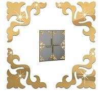 Keuyeo Adesivi Murali Specchio 3D per Mobili 4 Pezzi Motivo Geometrico Decalcomanie Artistiche Fai Te Adesivo Nastro Dorato per Decorazione della Parete 'Ufficio del Soggiorno