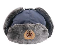Keuyeo Cappelli Bomber Invernali Unisex, Caldi Paraorecchie Trapper con Distintivo, Autentico Cappello Invernale Colbacco 'Esercito Russo Soldato Sovietico, Impermeabile