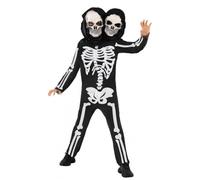 Keuyeo Costume Scheletro per Bambini, Tuta Scheletro per Halloween, Costume Scheletro a Due Teste, Costume di Halloween per Ragazzi E Ragazze