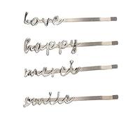 Keuyeo Forcine per con Lettere 4 Pezzi Fermagli per Parole Fermagli per Mollette Accessori per Copricapo per Donne Signore Ragazze Argento