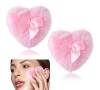 Keuyeo Grandi Soffici Piumini per Cipria 2 Pezzi/Set Soffio per Cipria Lavabile per Il Corpo Morbido Soffio per Cipria a Forma di Cuore per Strumenti di Trucco