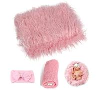 Keuyeo Puntelli per Fotografia Neonato 3 Pezzi/Set Set di Fasce per Avvolgere Una Coperta Soffice, Comodo Tappetino per Avvolgere Fotografia del Bambino