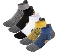 Kevaler Calzini Da Uomo Con Punta A Cinque Dita Corsa Cotone Athletic Low Cut Per Gli Uomini Asciugatura Veloce Traspirante Morbido per Allenamento Corsa Fitness - Confezione da 5