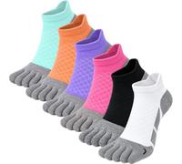 Kevaler Donna Calzini con Dita Separate Corte Calze Corsa Cuscino Completo Sportive Calzini Cinque Dita Imbottiti Allenamento Socks Traspirante - 6 Paia