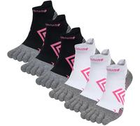 Kevaler Donna Calzini Corte con Dita Separate Calze Corsa Cuscino Completo Sportive Calzini Cinque Dita Imbottiti Anti-Vesciche Allenamento Socks Traspirante - 6 Paia