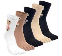 Kevaler Donna Calzini Corte con Dita Separate Cotone Sportive Calzini Socks Divertenti Fantasia Motivo Colorati Carino Animali Righe Taglia : 35-40/5 Paia