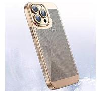 KEVGNRO Electroplating Heat Dissipation Phone Case for 15/14/13/12 PRO Max, 2023 New Heat Dissipation Plating Fine Hole Protector Phone Case (14PROMAX,Gold)