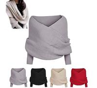 KEVGNRO Sciarpa Maglione nevicata con Maniche, Sciarpa da Donna in Maglione Lavorato a Maglia, Sciarpa Grande Elegante Autunno Inverno (Grigio,Taglia Unica)